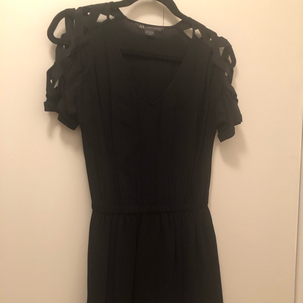 armani exchange black shoulder accent dress xs